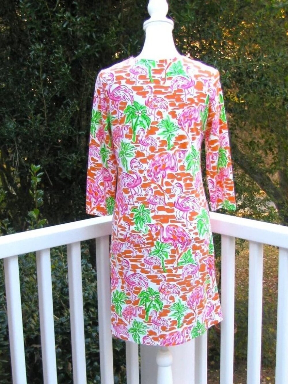 Barbara Gerwit Vintage Flamingo v neck dress casual work office Medium - Picture 5 of 6